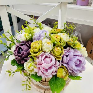 soap flowers “spring inspiration”, dřevo